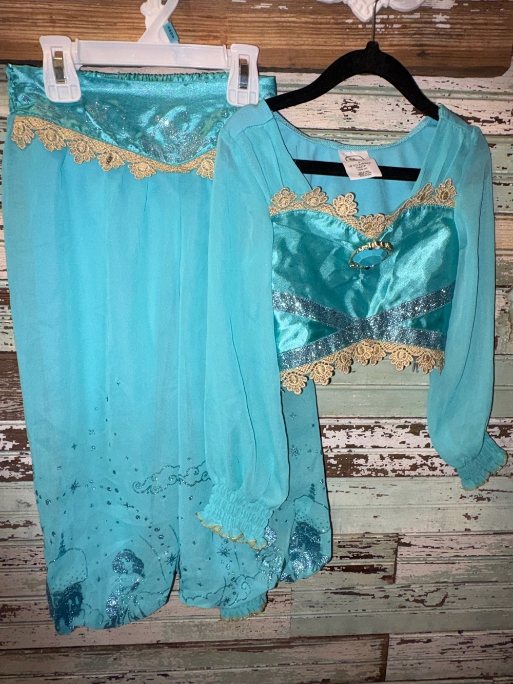 Disney Light Aqua Dress Top with Black Trim